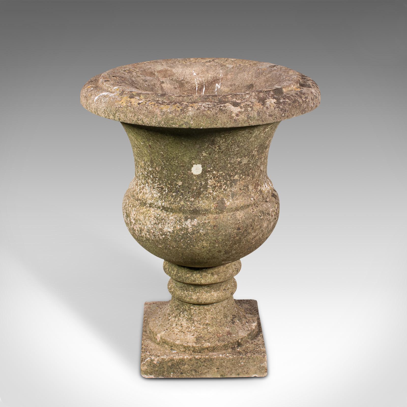 Antique Weathered Planting Urn, English Marble, Decorative Jardiniere, Victorian In Good Condition For Sale In Hele, Devon, GB