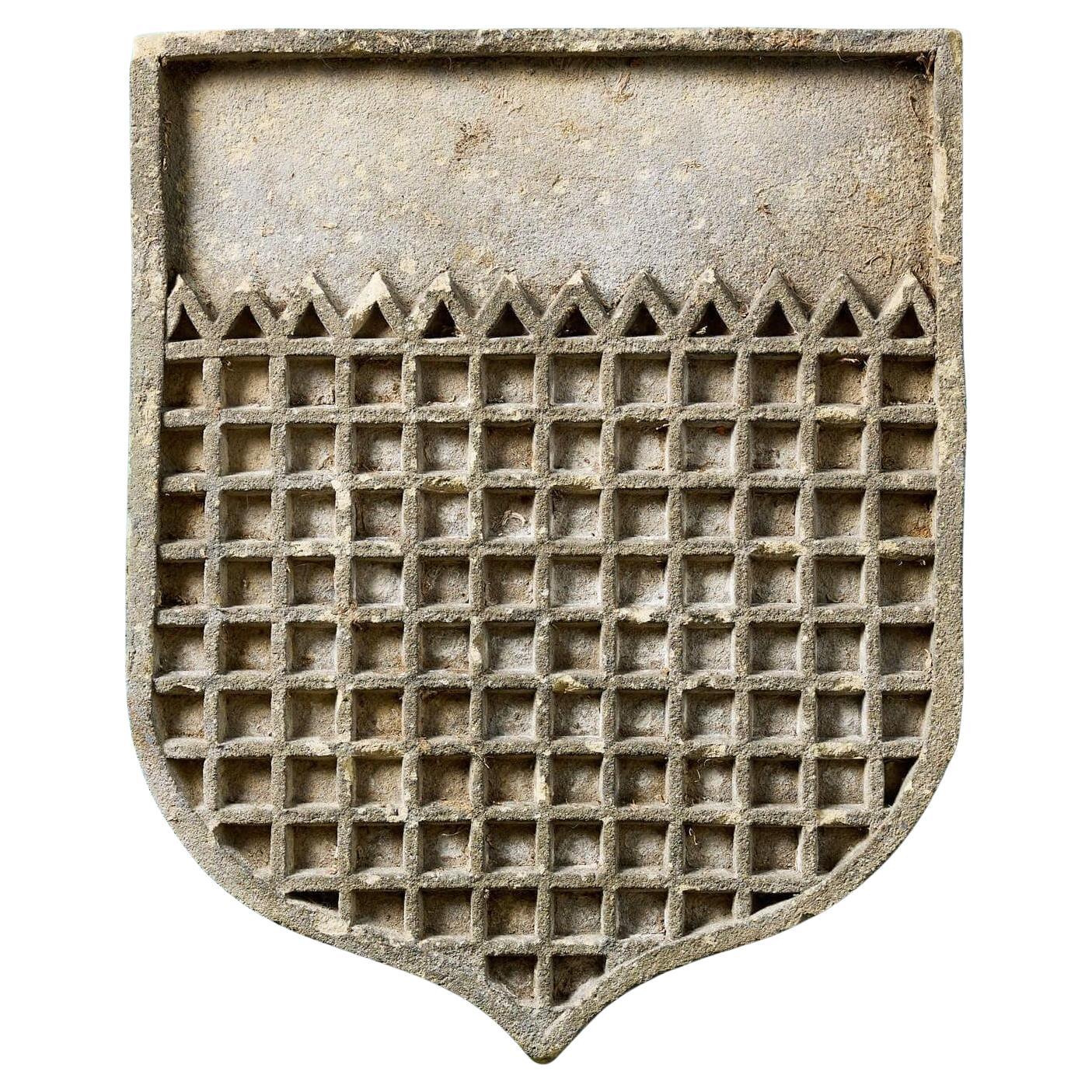 Antique Weathered Terracotta Shield Plaque For Sale