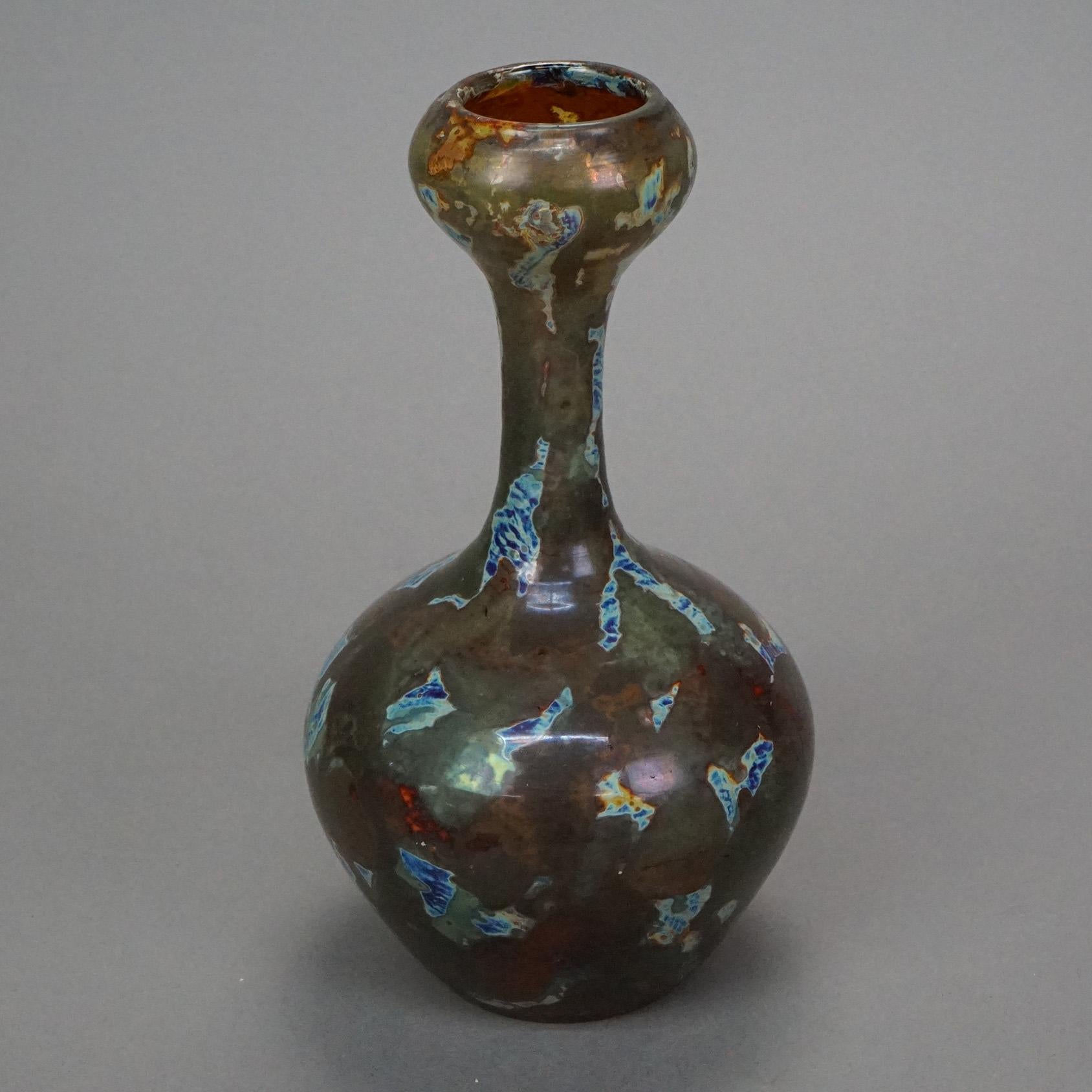 Antique Webb Roman vase offers shard art glass construction in bulbous, c1910

Measures - 8 1/2