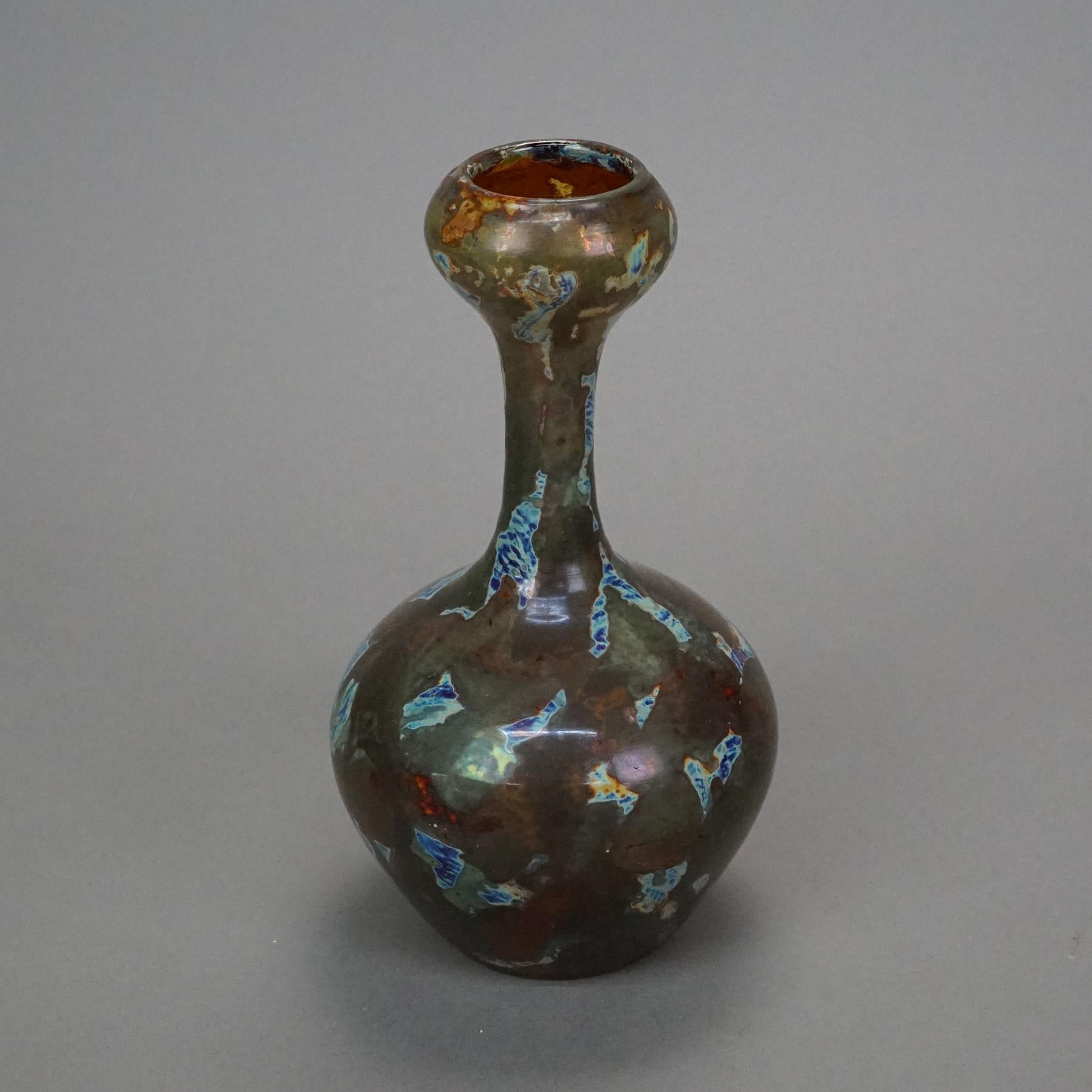 Antique Webb Roman Shard Art Glass Vase Circa 1910 In Good Condition In Big Flats, NY