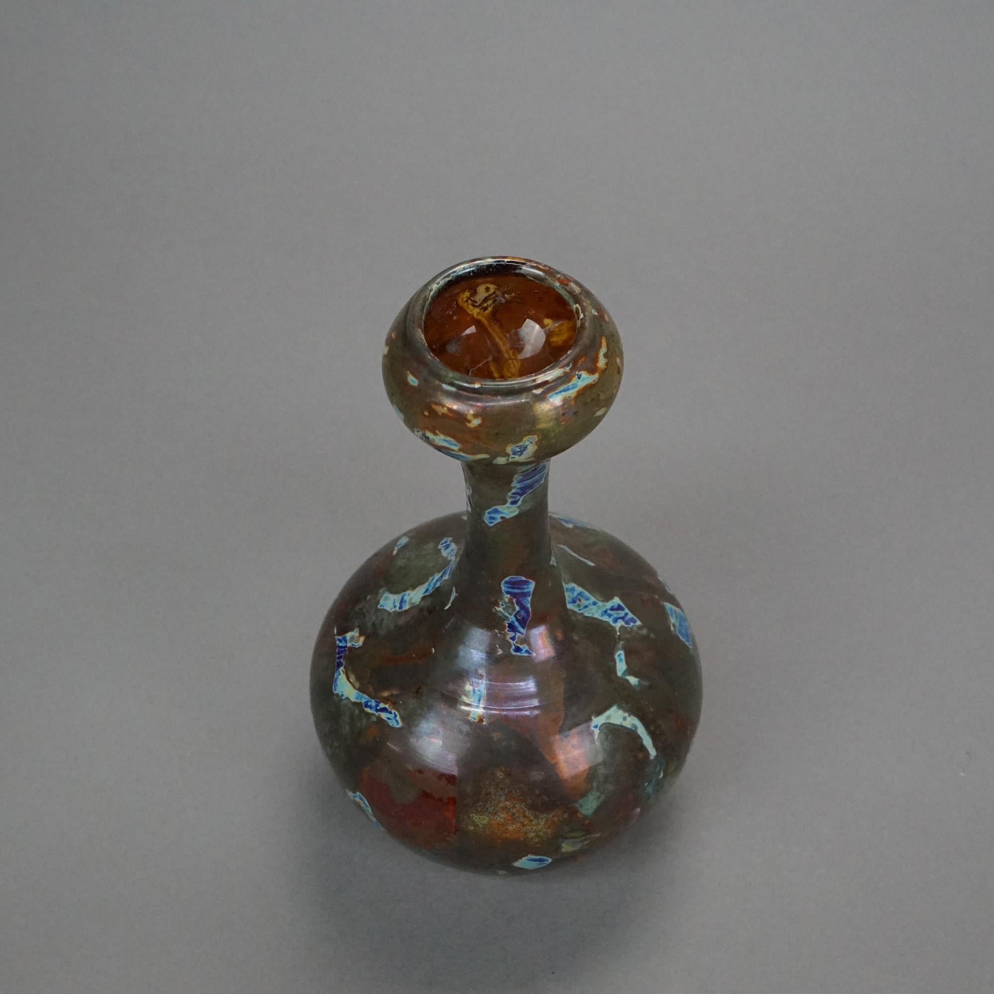 Antique Webb Roman Shard Art Glass Vase Circa 1910 2