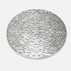 Large Antique Webster Edwardian Silver Overlay & Glass Wine Coaster or Trivet