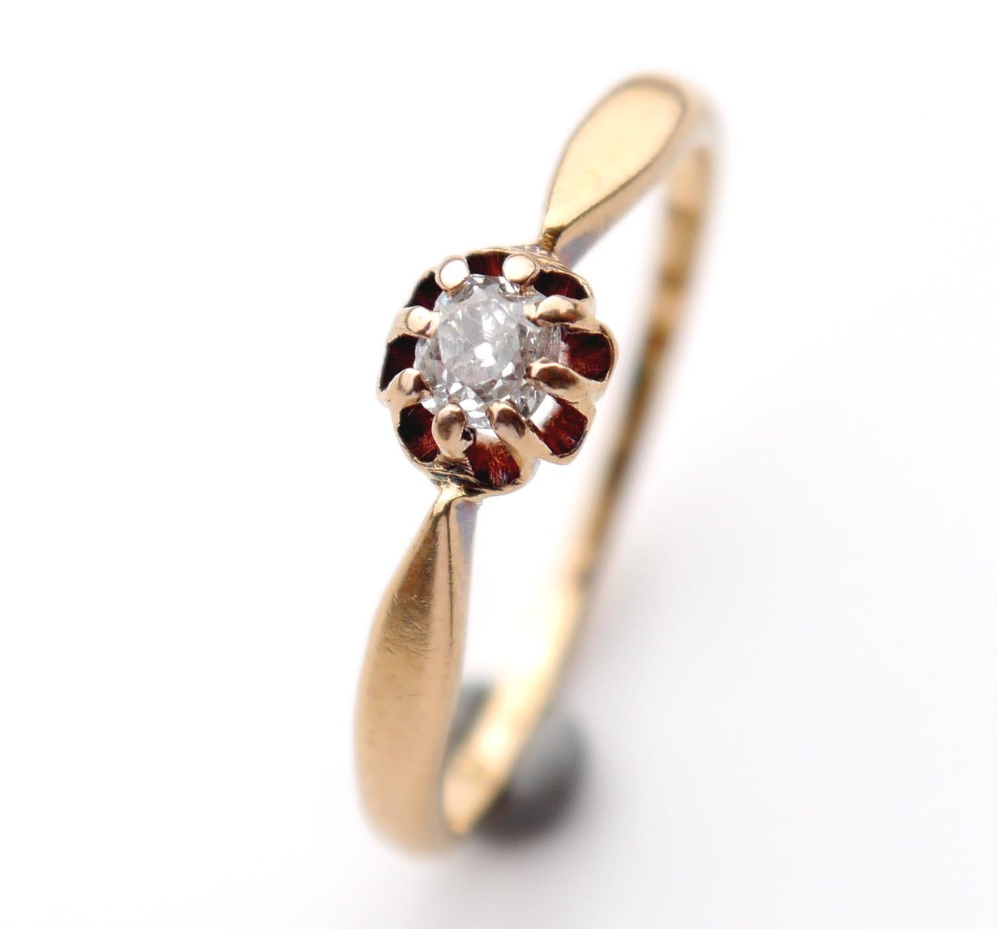 Alianza Antigua diamante natural 0.25ct oro macizo 18K Ø US7.75 / 2.2gr en venta 3