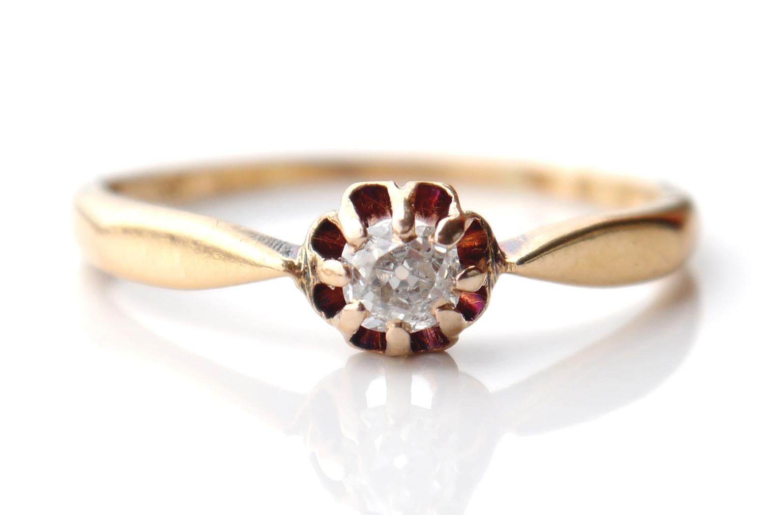 Alianza Antigua diamante natural 0.25ct oro macizo 18K Ø US7.75 / 2.2gr en venta 4