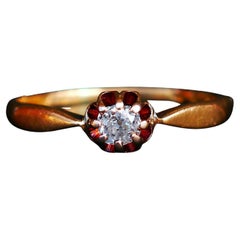 Antique Wedding Ring natural 0.25ct Diamond solid 18K Gold Ø US7.75 / 2.2gr