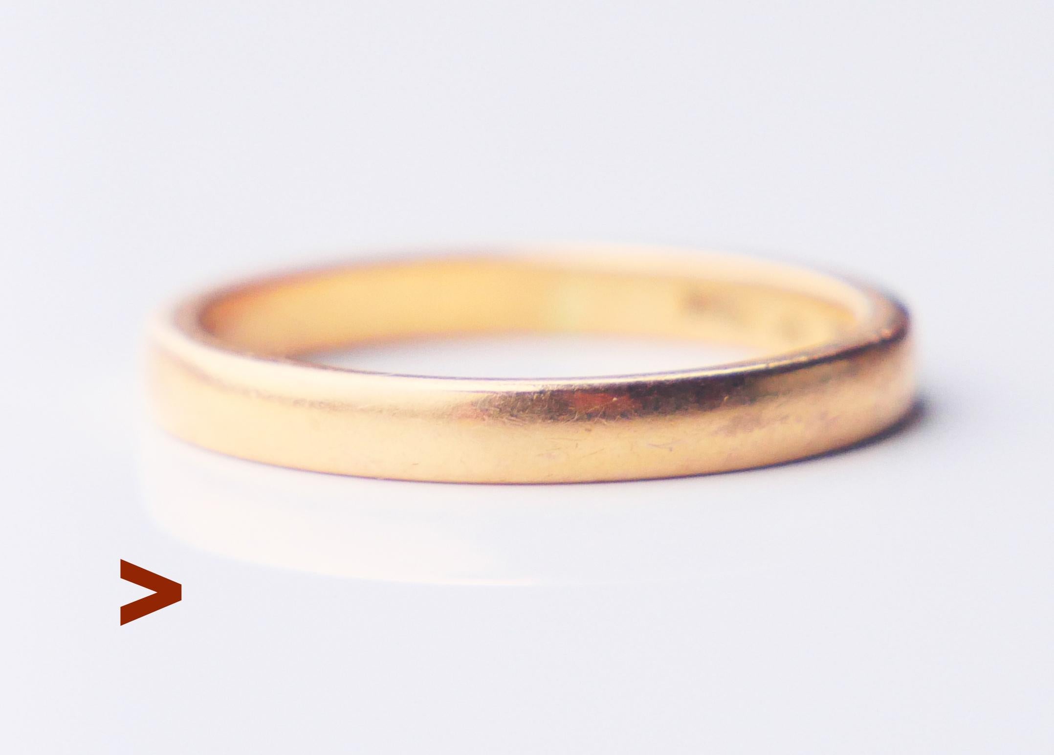 Antique or Vintage Wedding Ring in solid orange - tinted /reddish - yellow 20K which has been one of the Swedish conventional Gold Standard alloys since early 19th century but quite uncommon elsewhere.

Maker is K. Anderssen city of Goteborg ,