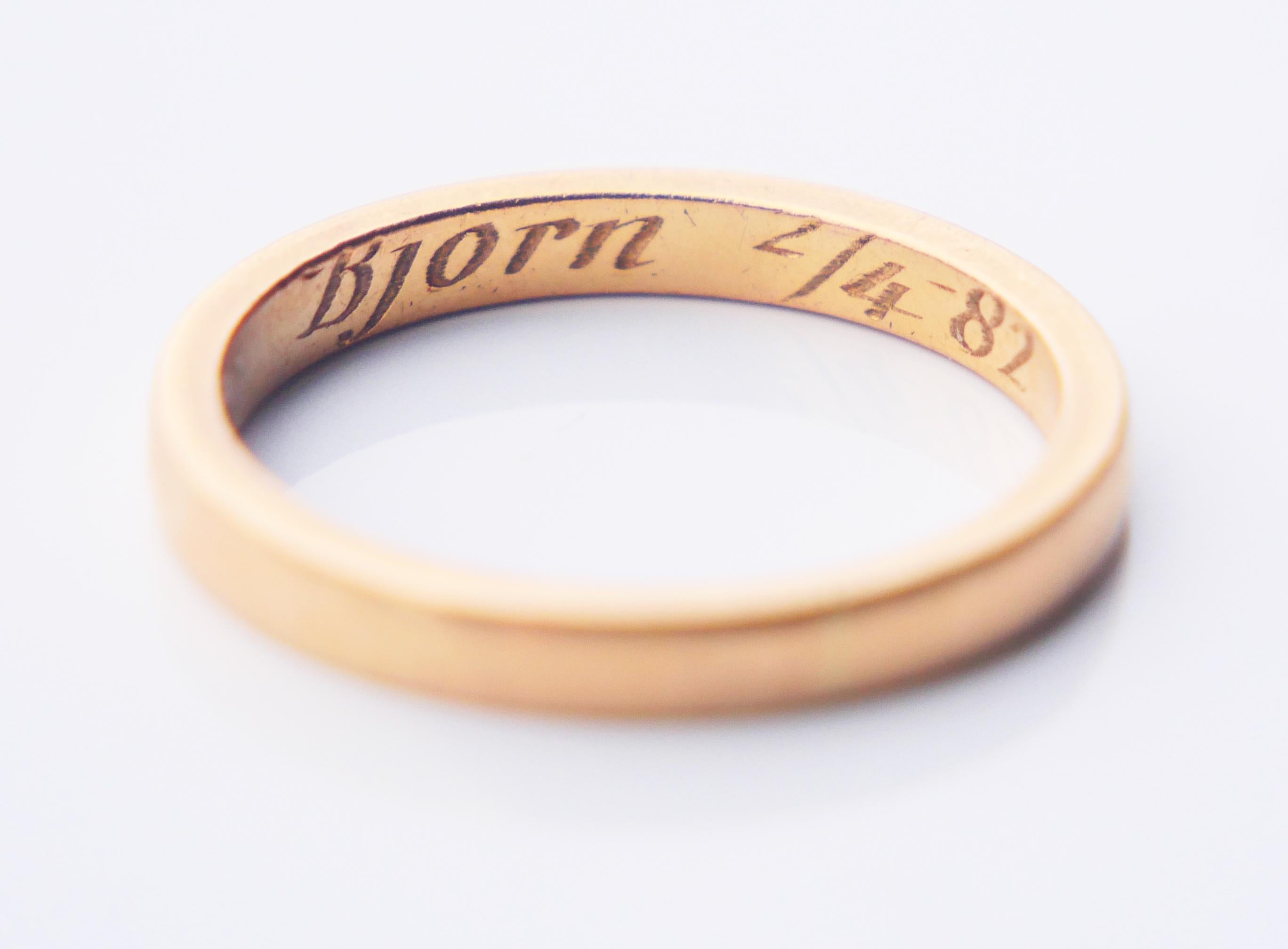 Women's Antique Wedding Ring solid 20K Gold Ø 6 US / 3.14 gr For Sale