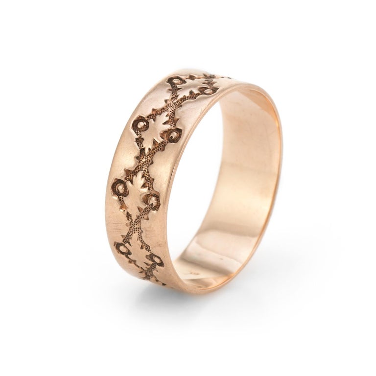 Antique Wedding Ring Victorian 10 Karat Rose Gold Embossed Antique Wedding Ring Victorian 10 Karat Rose Gold Embossed