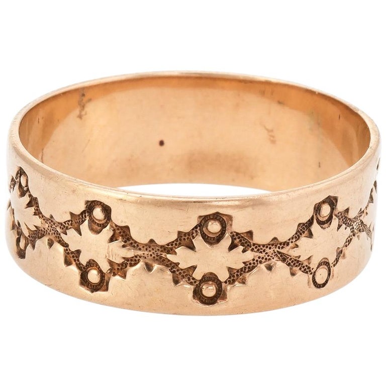 Antique Wedding Ring Victorian 10 Karat Rose Gold Embossed Antique Wedding Ring Victorian 10 Karat Rose Gold Embossed