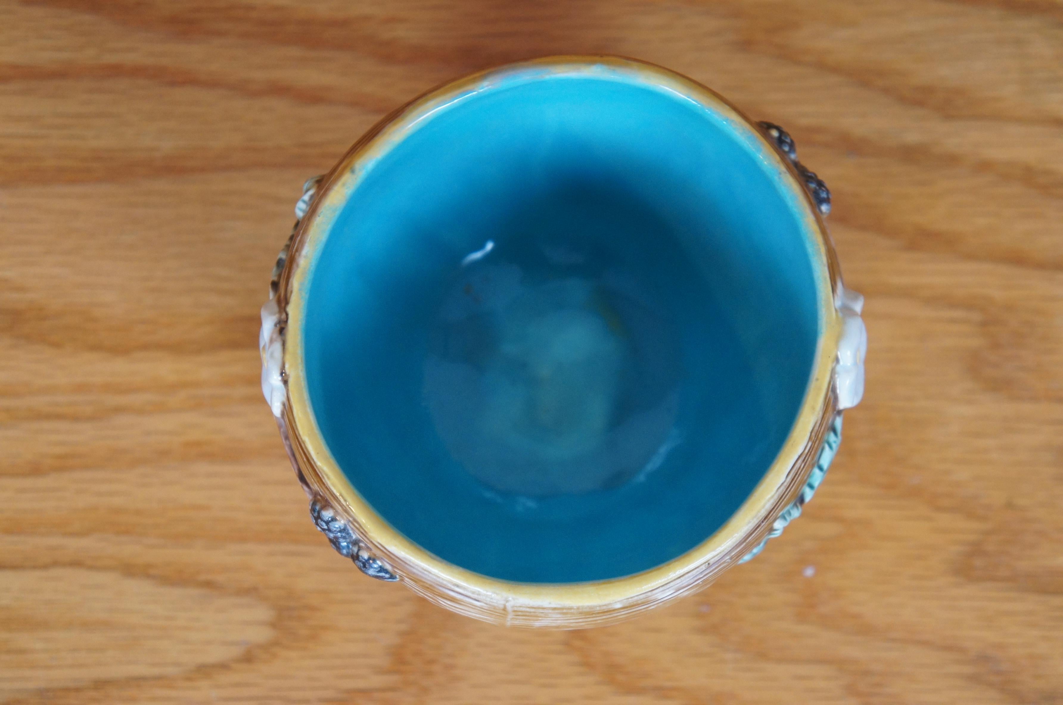 Antique Wedgwood 1877 Majolica Blackberry Fruit Sucrier Compote 4 po. en vente 1