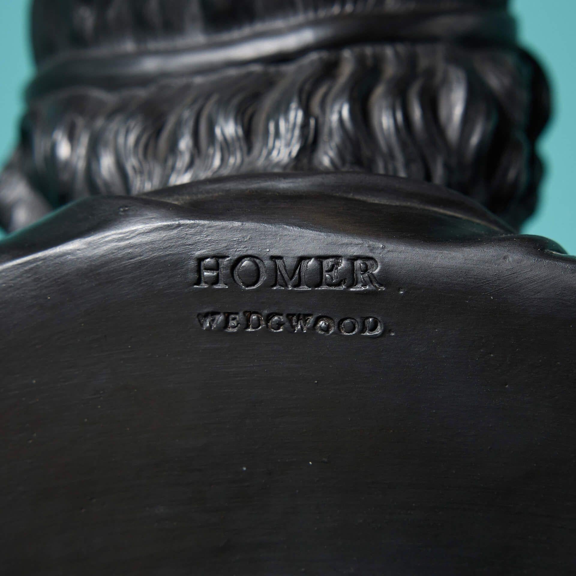 19th Century Antique Wedgwood Basalt Bust of Homer For Sale
