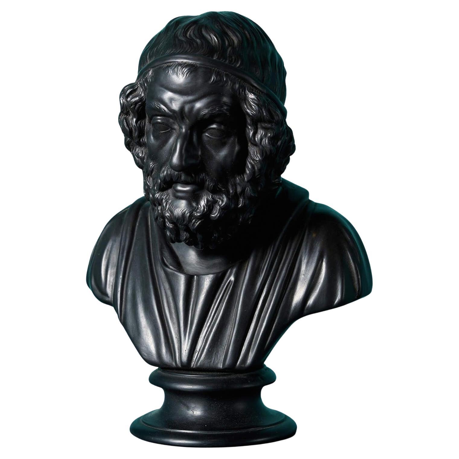 Antiquités Wedgwood Buste en basalte d'Homer