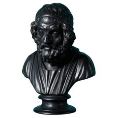 Antiquités Wedgwood Buste en basalte d'Homer