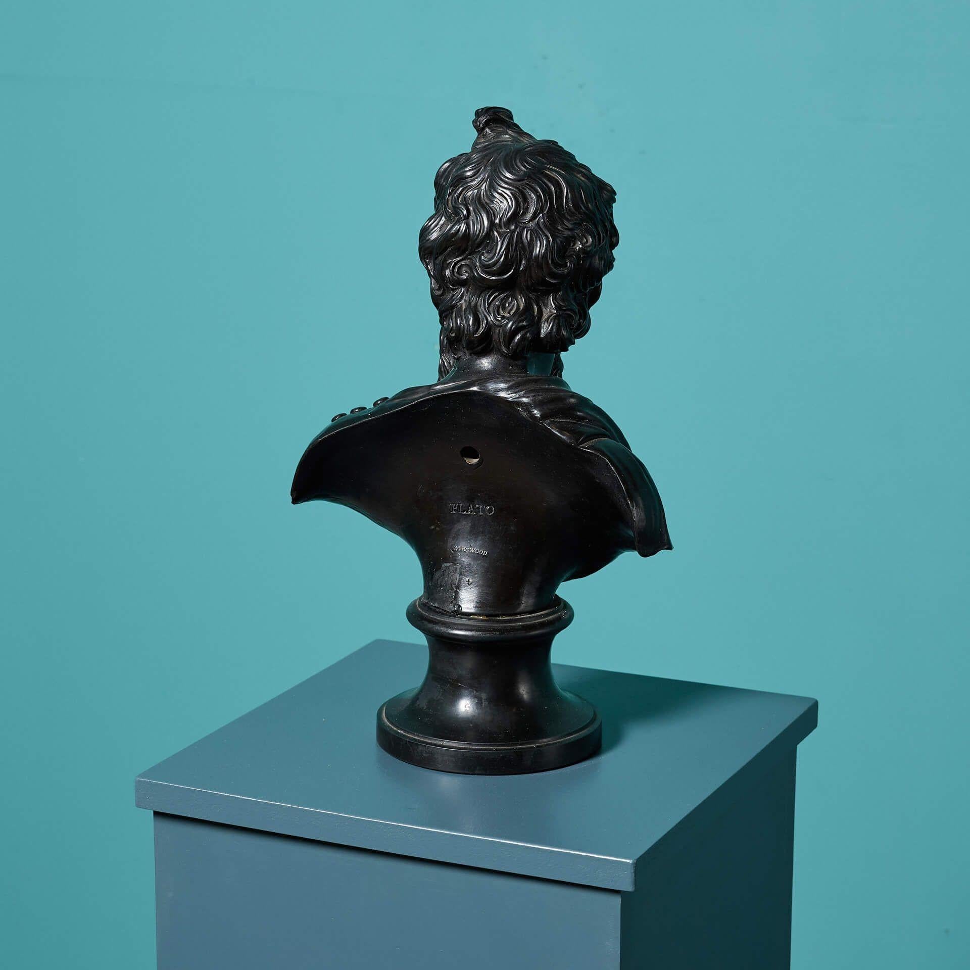 Marble Antique Wedgwood Basalt Bust of Plato For Sale