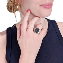 Antique Wedgwood & Bentley Black Basalt Intaglio Seal Silver Signet Ring