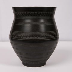 Antique Wedgwood Black Basalt Jar with Native American Style circa 1880
