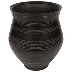 Antique Wedgwood Black Basalt Jar with Native American Style circa 1880