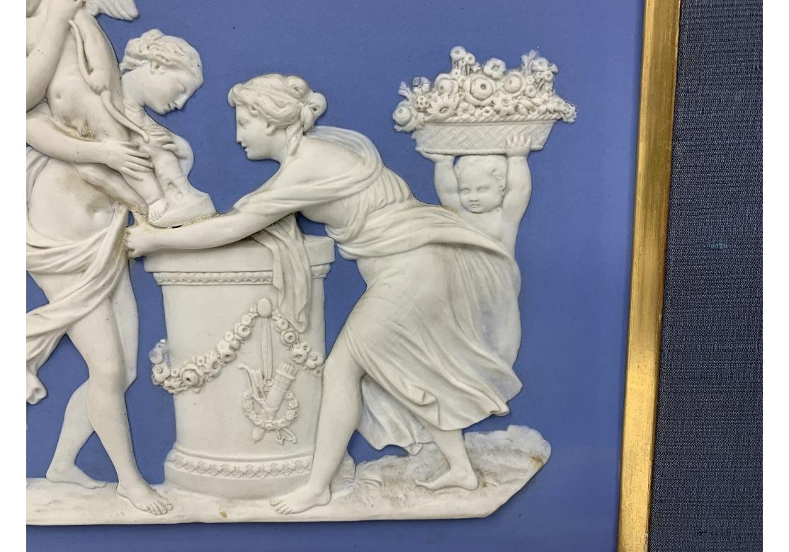 Antique Wedgwood Blue Jasperware Neoclassical Plaque In Good Condition For Sale In Bridgeport, CT