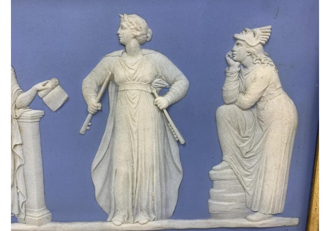 Antique Wedgwood Blue Jasperware Neoclassical Plaque In Good Condition For Sale In Bridgeport, CT