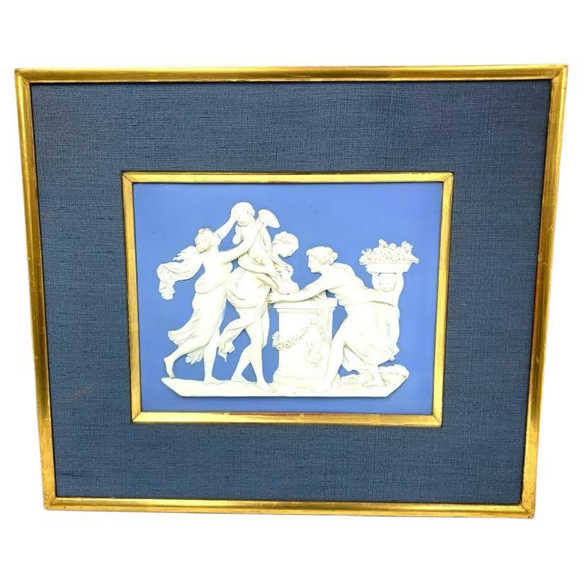 Antique Wedgwood Blue Jasperware Neoclassical Plaque For Sale