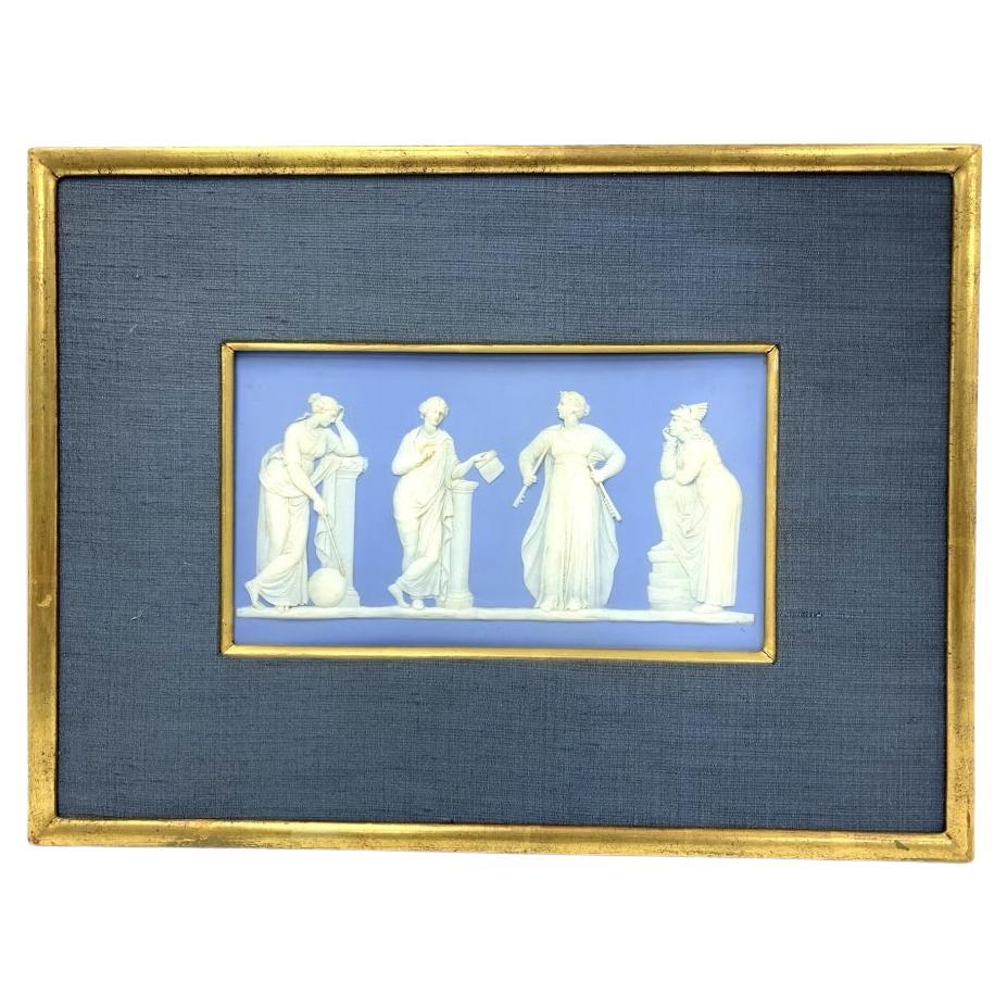 Antique Wedgwood Blue Jasperware Neoclassical Plaque For Sale