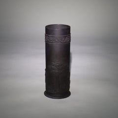 Antike klassische schwarze Basalt-Keramikvase von Wedgwood, unsigniert, um 1860