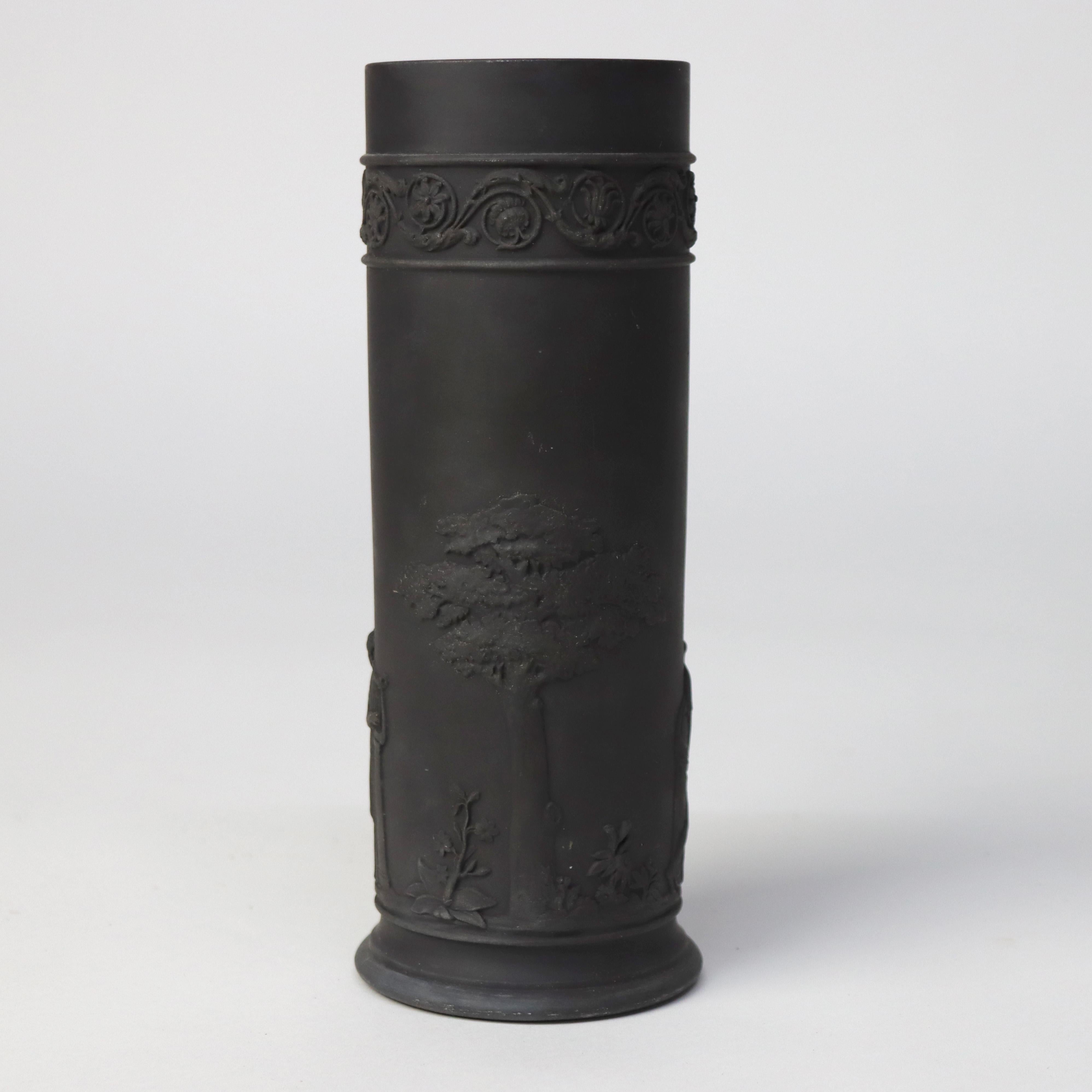 XIXe siècle Antiquité Wedgwood Vase classique en poterie de basalte noir non signé C1860 en vente