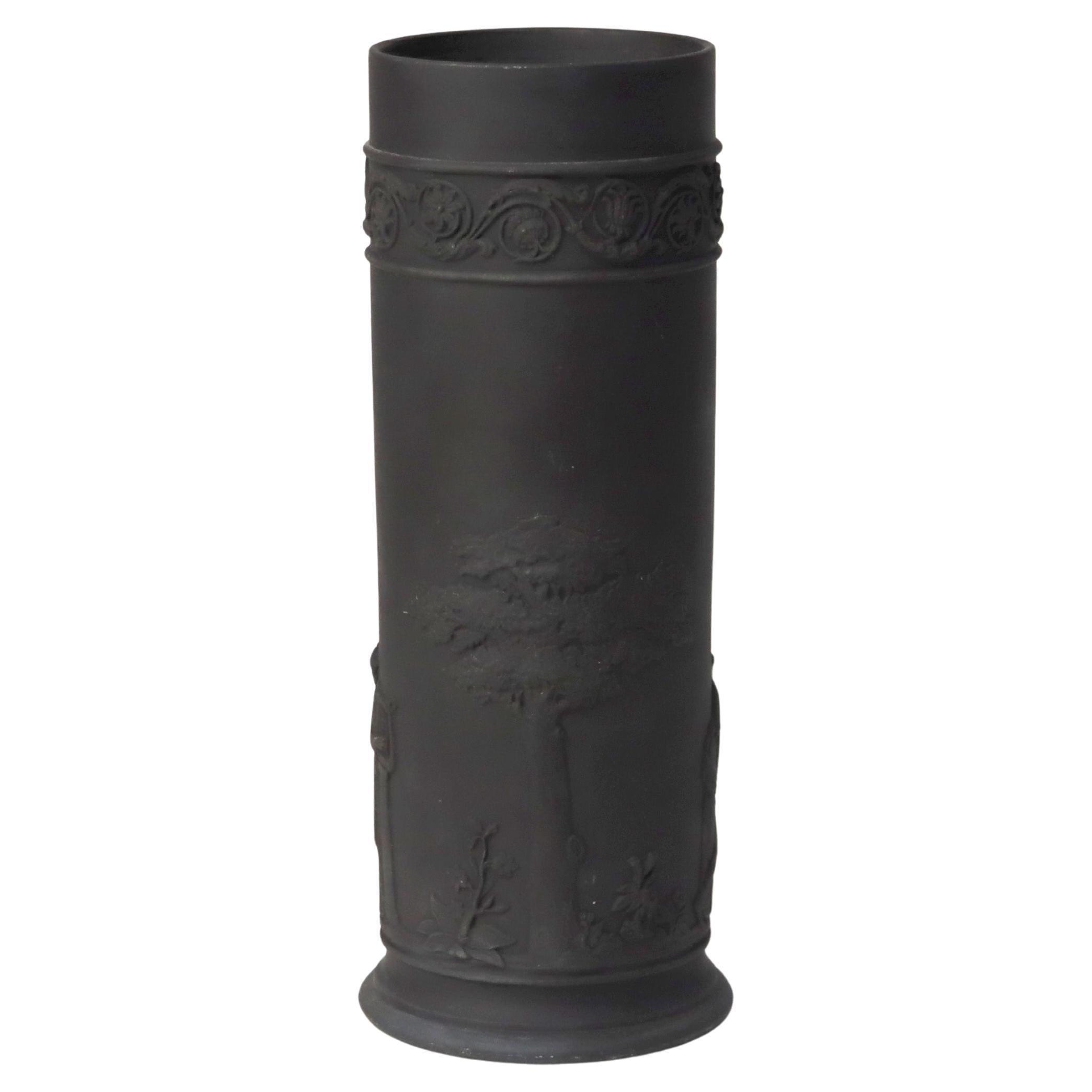 Antique Wedgwood Classical Black Basalt Pottery Vase Unsigned C1860