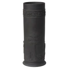Antiguo Jarrón Wedgwood Clásico de Cerámica Basáltica Negra Sin Firmar C1860