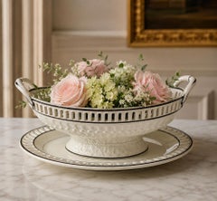 Antique Wedgwood Creamware Basket and Stand England Circa 1820