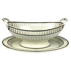 Antique Wedgwood Creamware Basket and Stand England Circa 1820