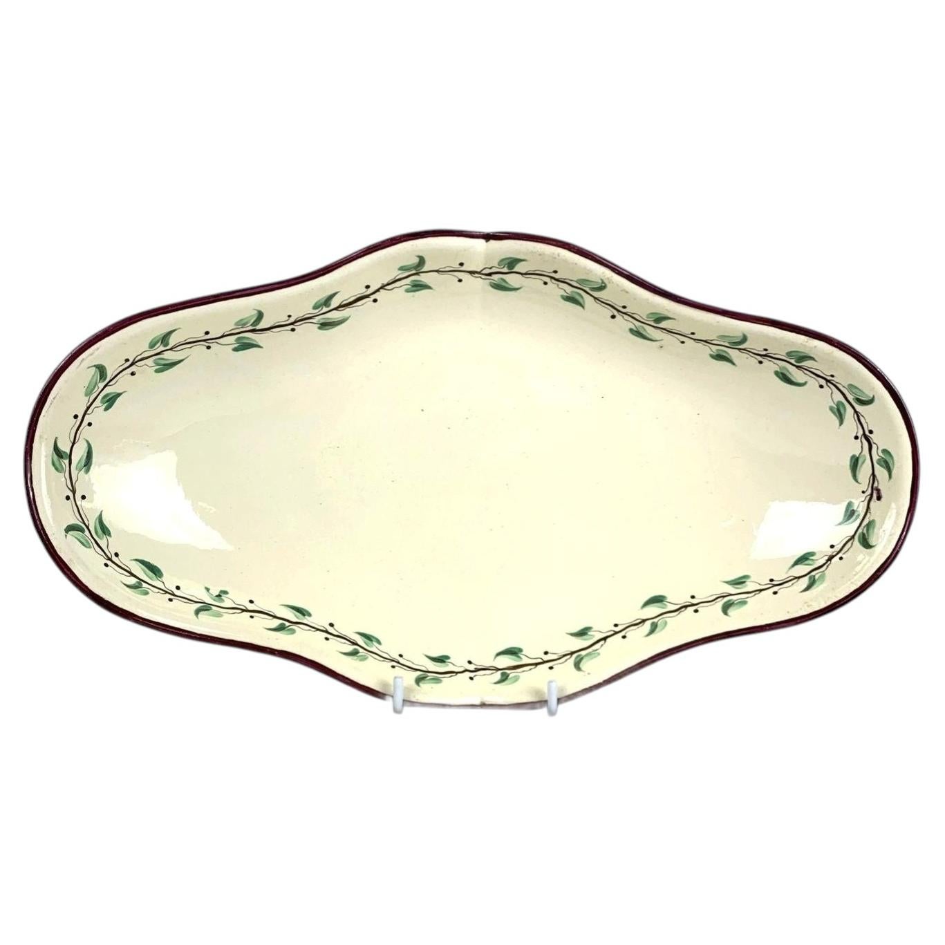Antique Wedgwood Creamware Dish Hand Painted, England Circa 1780