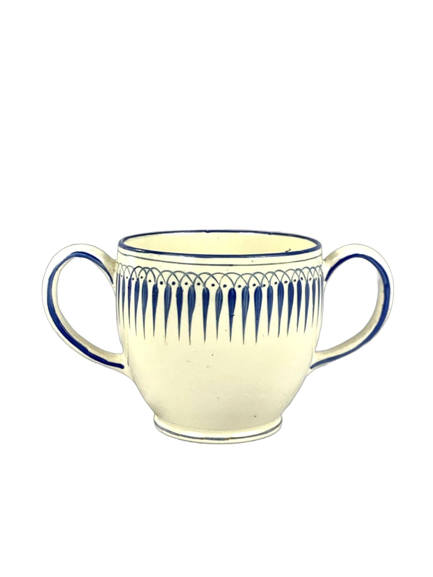 Neoclassical Antique Wedgwood Creamware Plate & Cup with Radiating Pattern England Circa 1790 For Sale