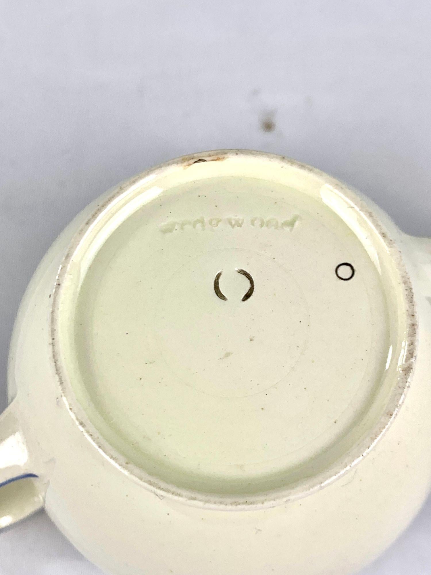 English Antique Wedgwood Creamware Plate & Cup with Radiating Pattern England Circa 1790 For Sale
