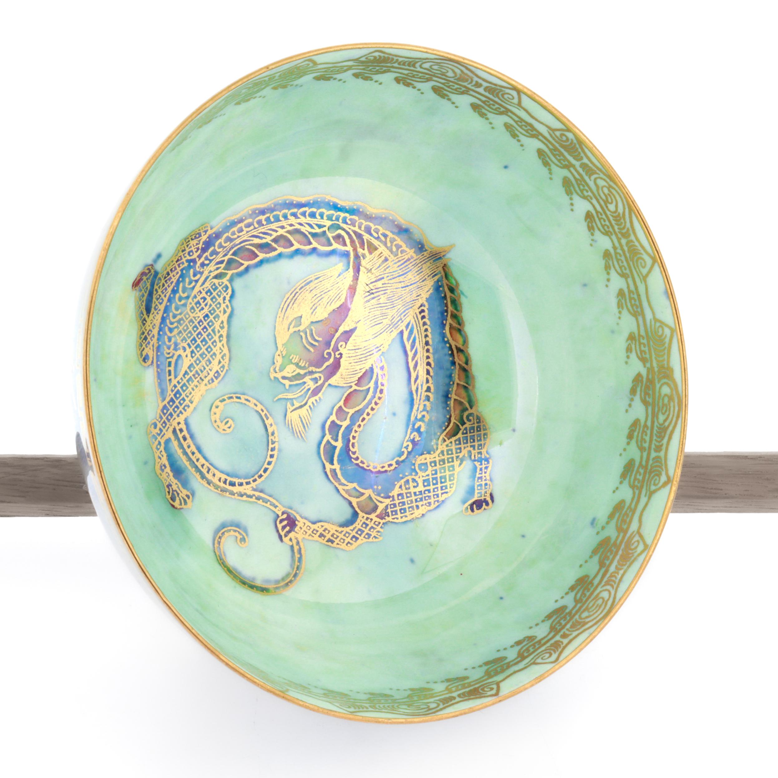 Antique Wedgwood Daisy Makeig-Jones Fairyland Lustre Gilt Celestial Dragon Bowl For Sale 4