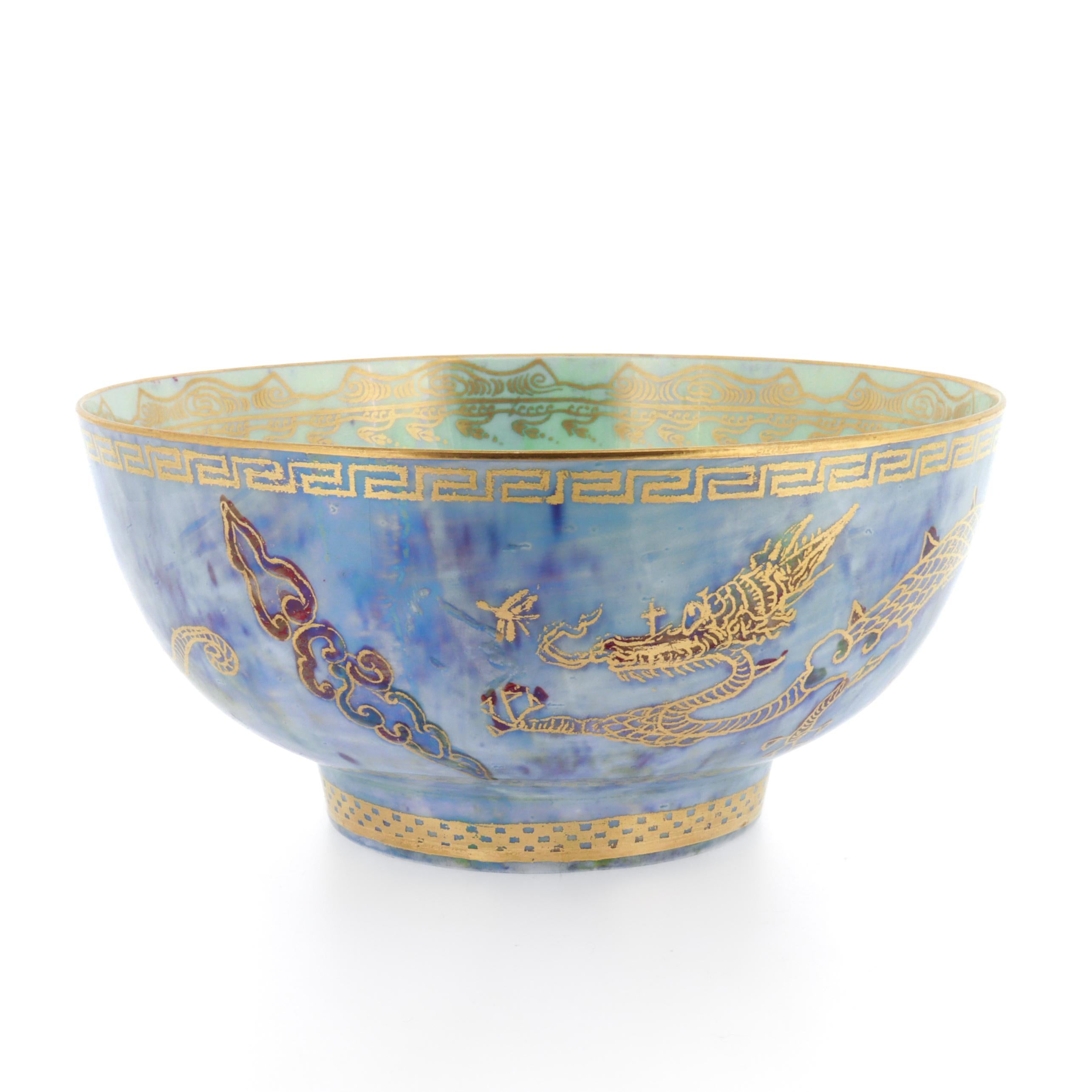 Antique Wedgwood Daisy Makeig-Jones Fairyland Lustre Gilt Celestial Dragon Bowl For Sale 1