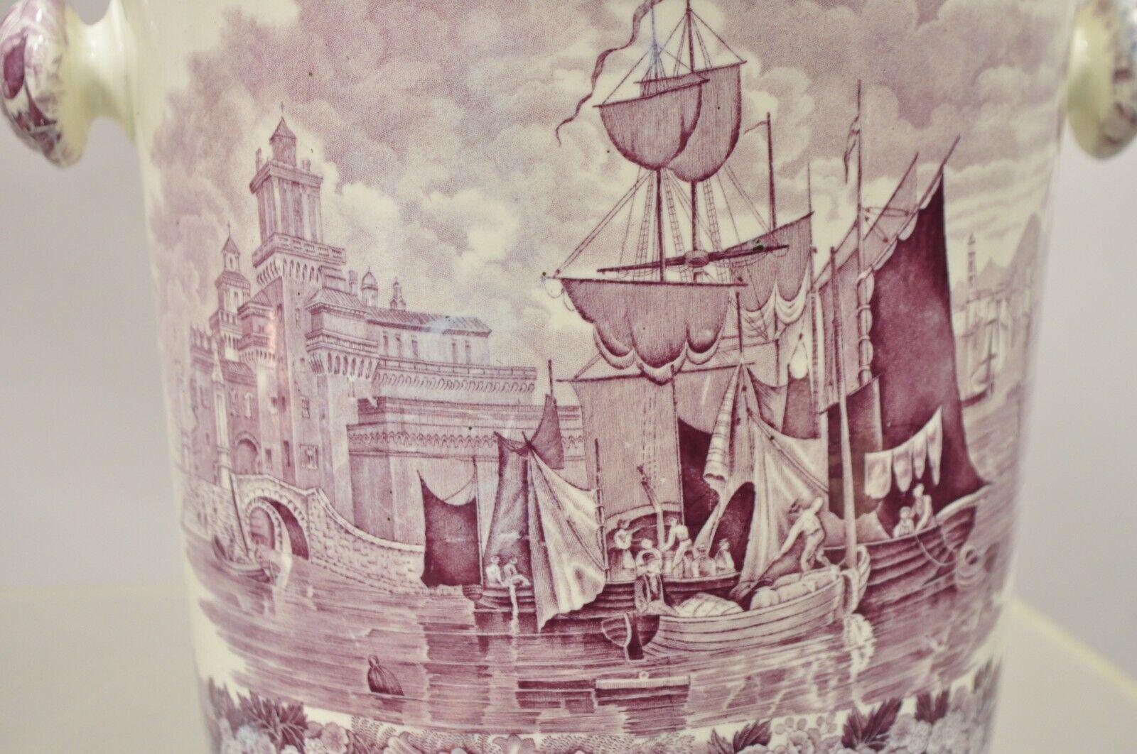 Antique Wedgwood Ferrara Etruria Plum Purple Porcelain Lidded Chamber Slop Pot In Good Condition In Philadelphia, PA