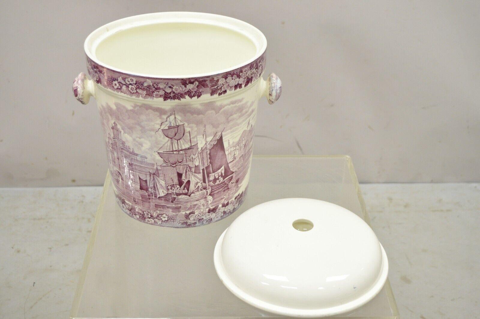 Early 20th Century Antique Wedgwood Ferrara Etruria Plum Purple Porcelain Lidded Chamber Slop Pot