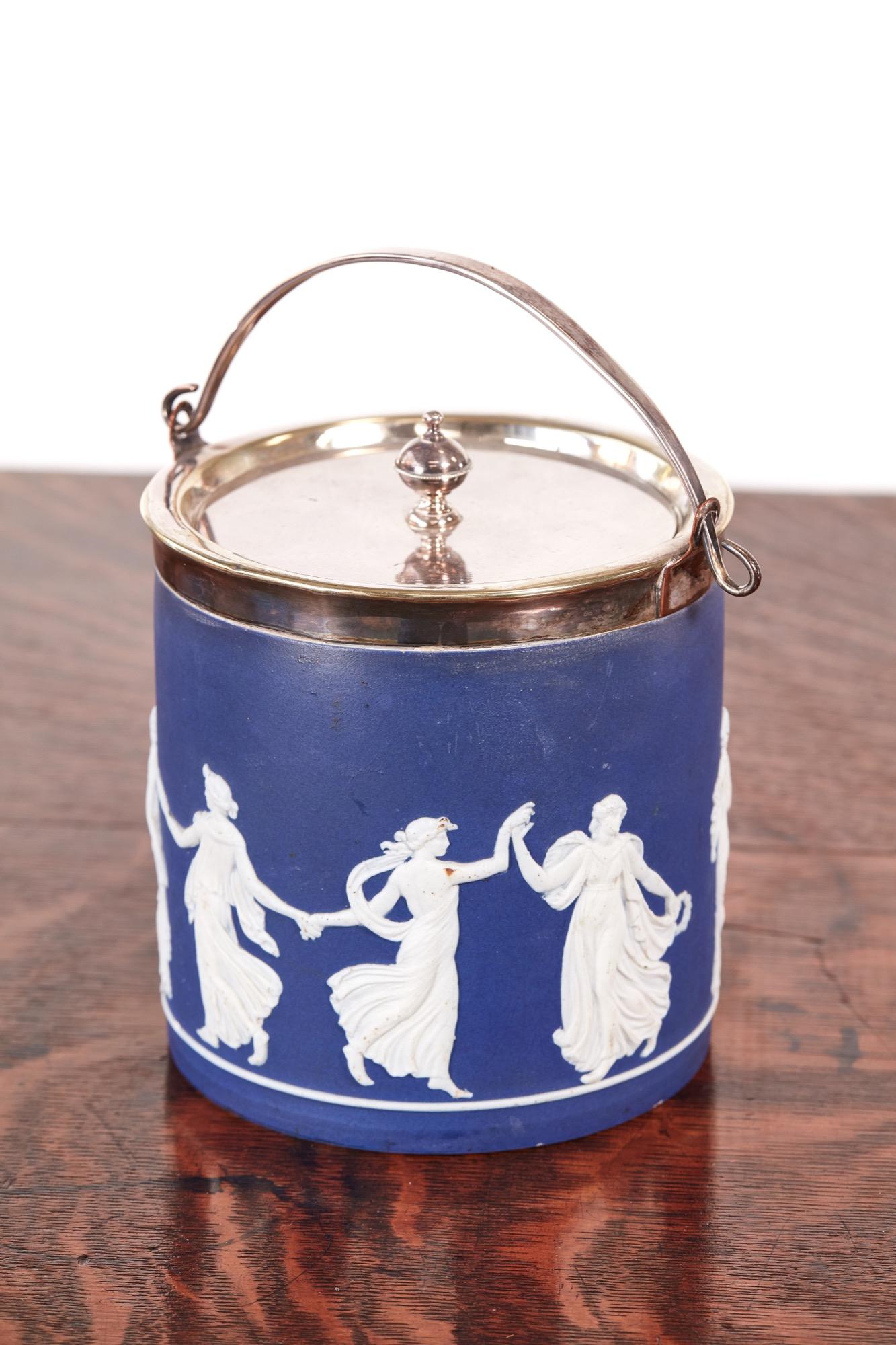 European Antique Wedgwood Jasperware Biscuit Barrel For Sale