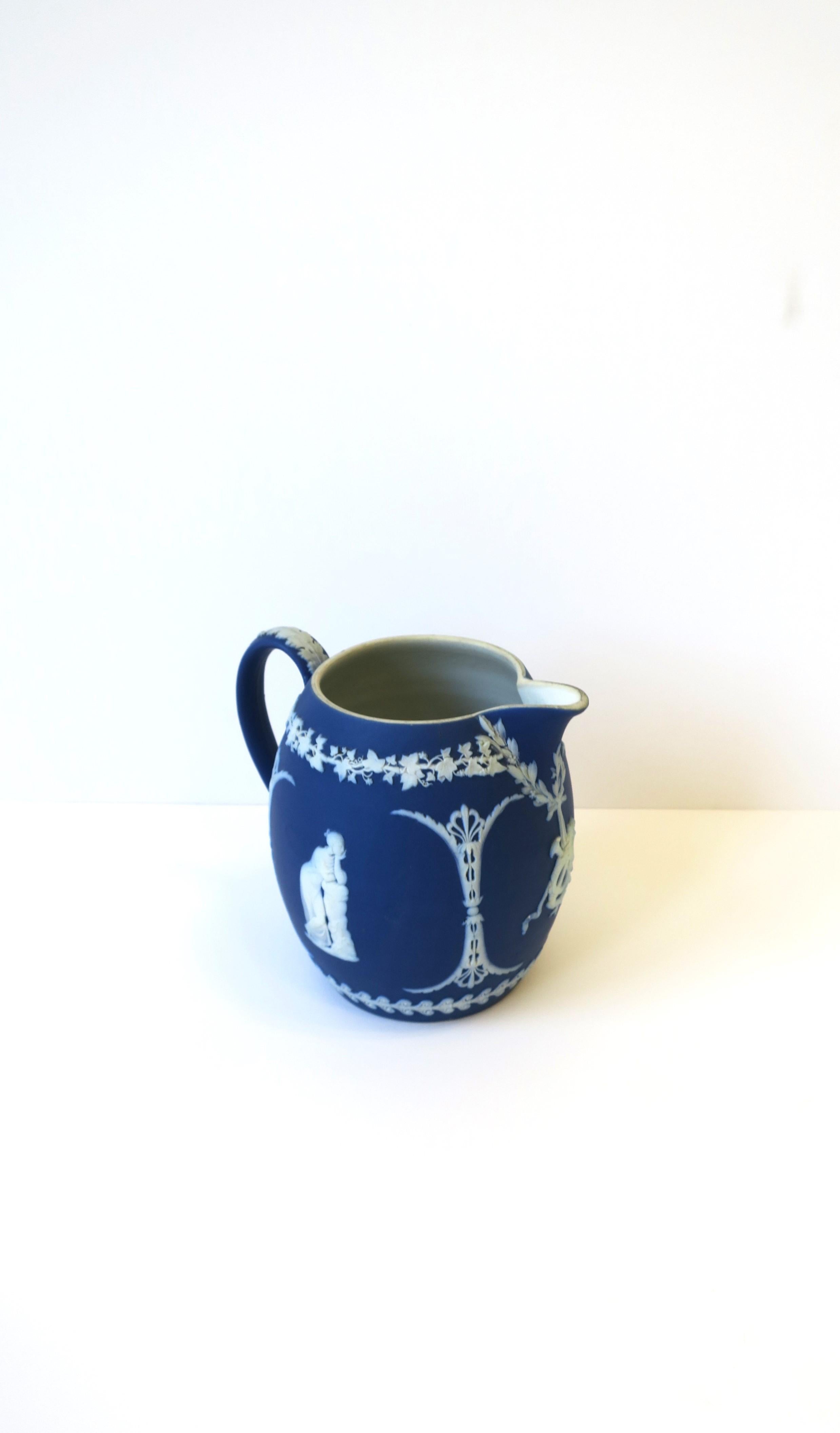 Wedgwood Jasperware Blue and White Pitcher or Vase Neoclassical, England 19th C For Sale 1