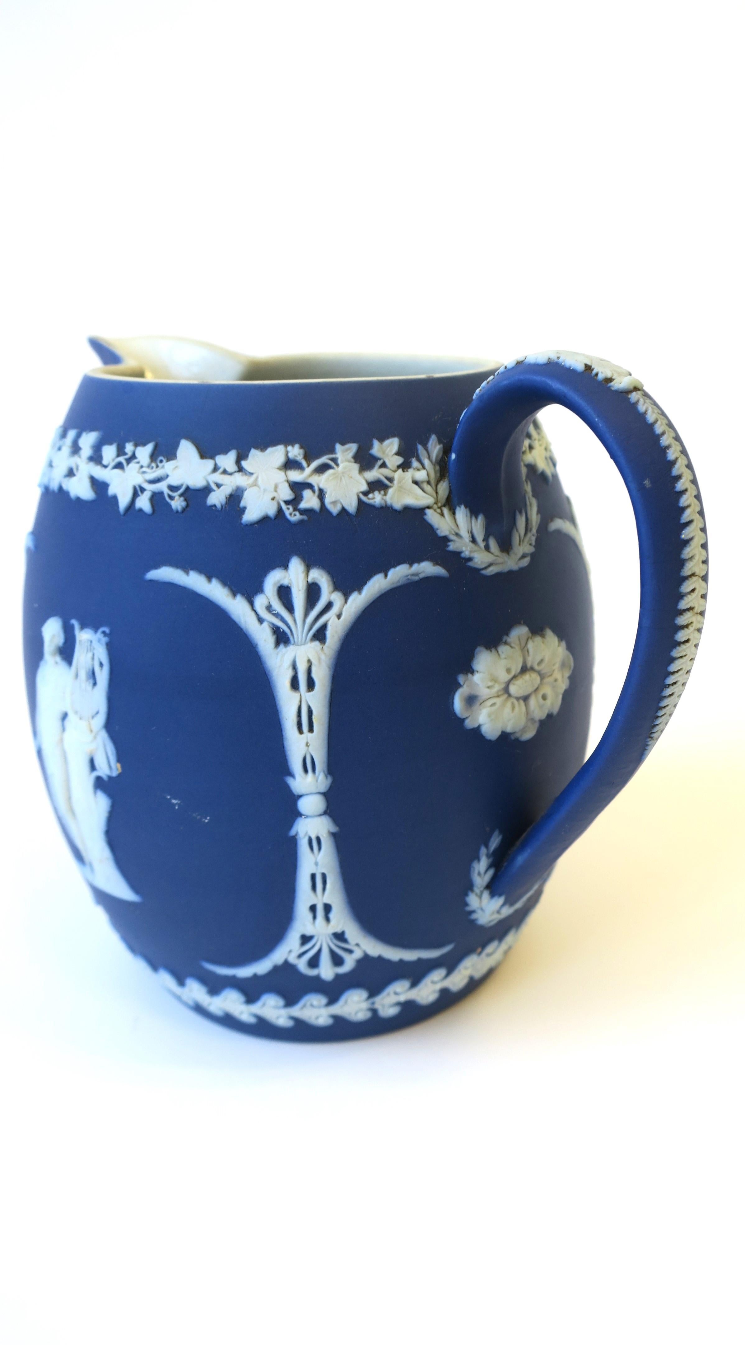 Wedgwood Jasperware Blue and White Pitcher or Vase Neoclassical, England 19th C For Sale 8