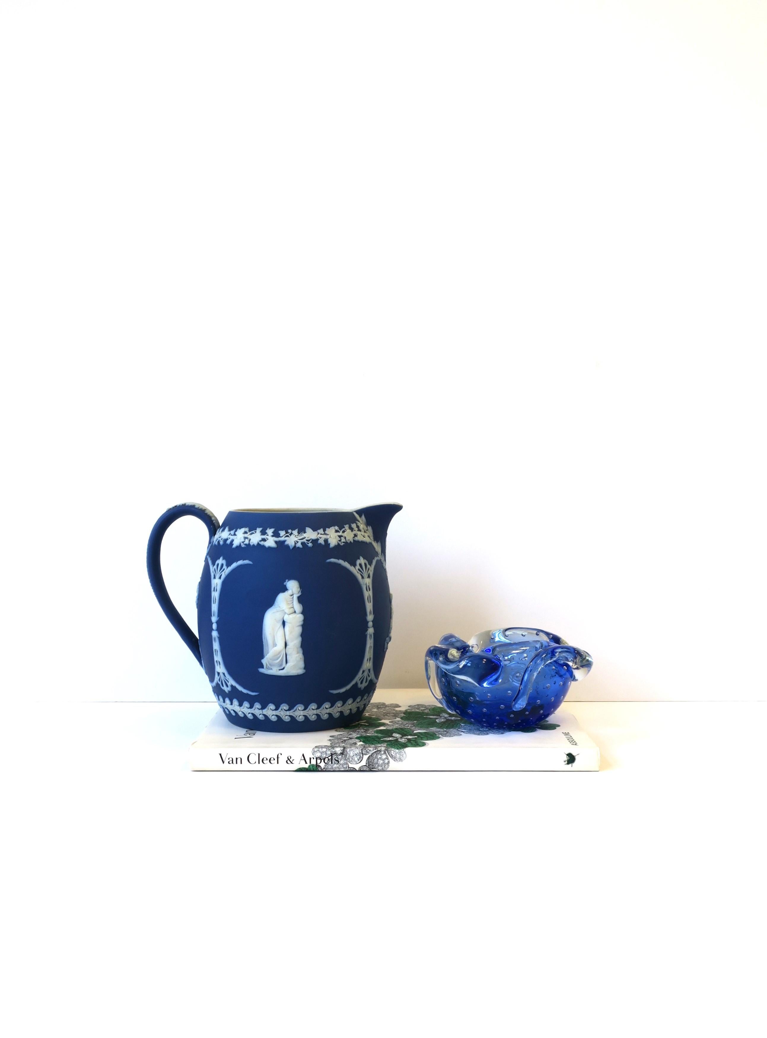 antique blue and white pitcher