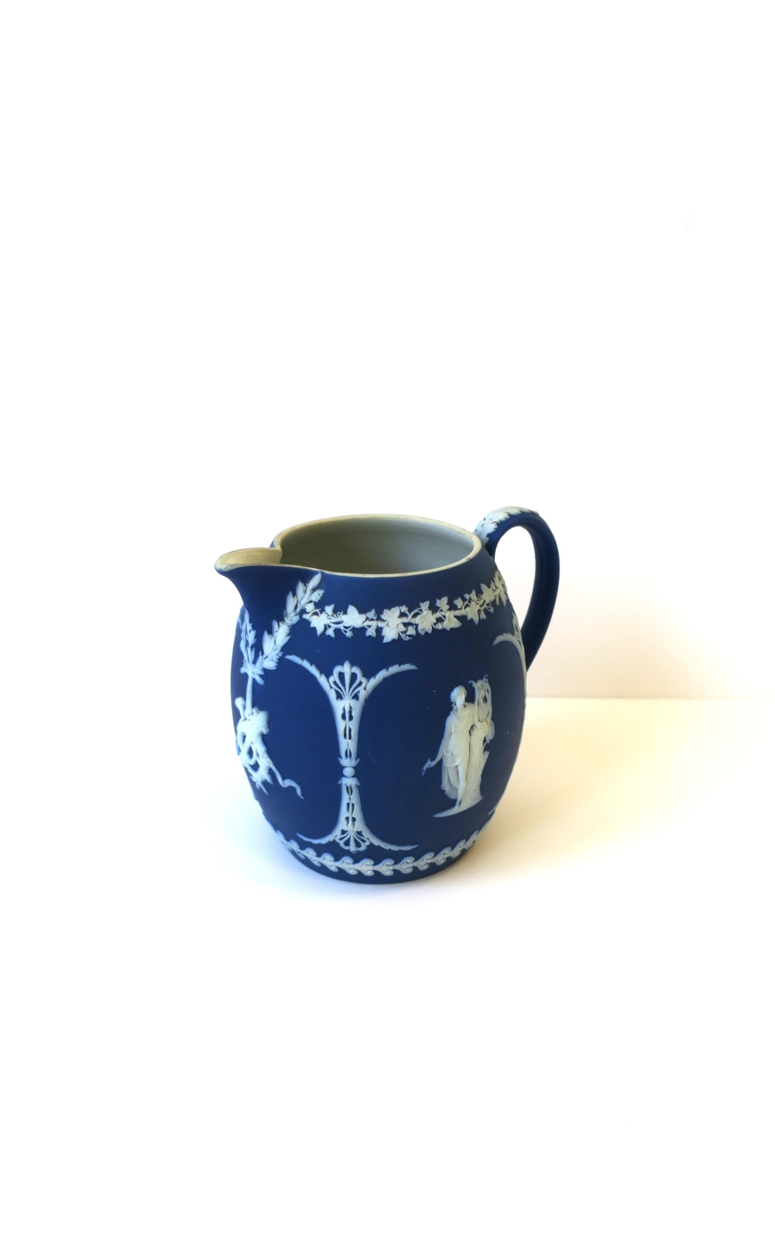 Unglazed Wedgwood Jasperware Blue and White Pitcher or Vase Neoclassical, England 19th C For Sale