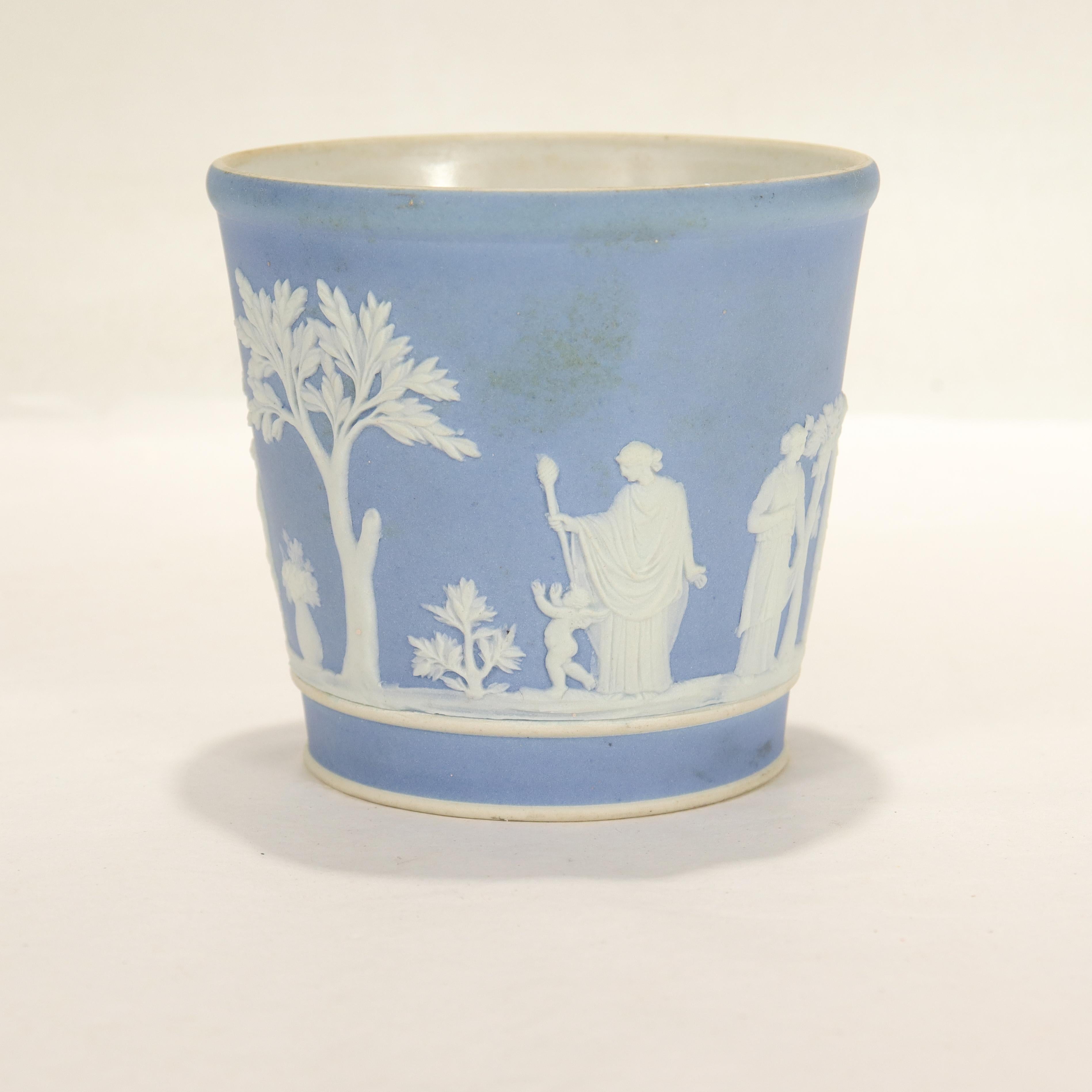 Neoclassical Antique Wedgwood Light Blue Jasperware Beaker or Tumbler For Sale