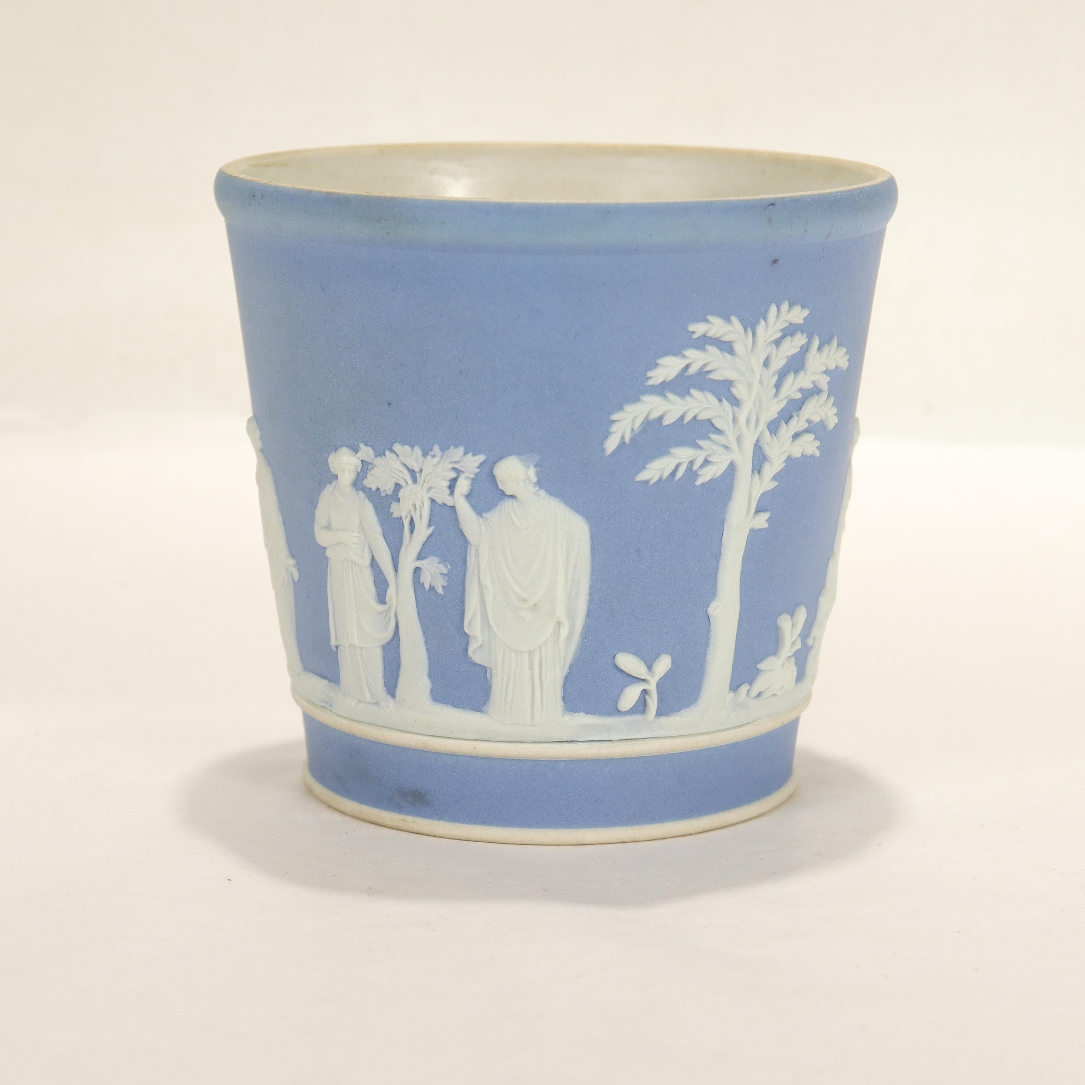 English Antique Wedgwood Light Blue Jasperware Beaker or Tumbler For Sale