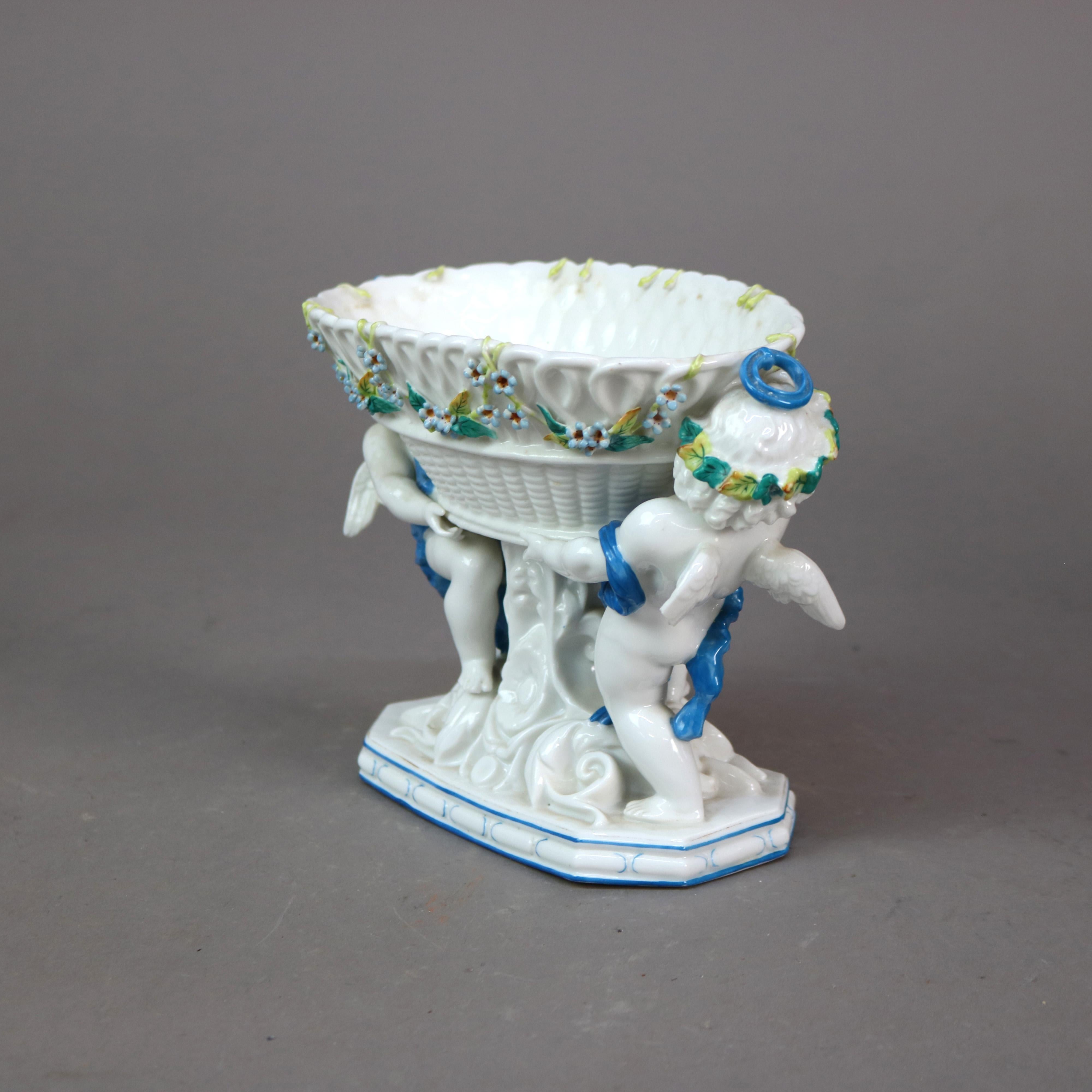 19th Century Antique Wedgwood Neoclassical Figural Cherub Porcelain Compote C1890