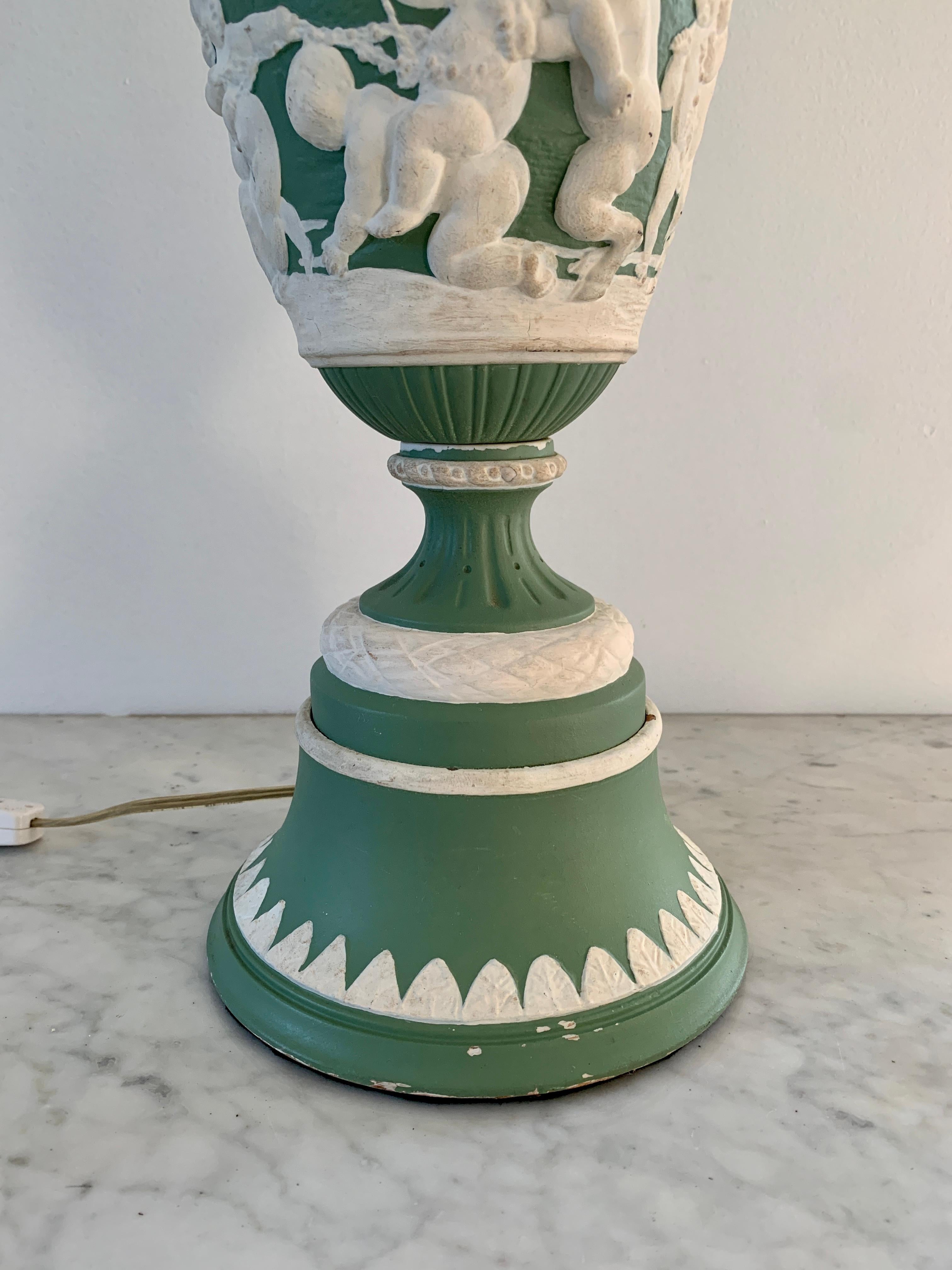 American Antique Wedgwood Neoclassical Ram's Head Table Lamp For Sale