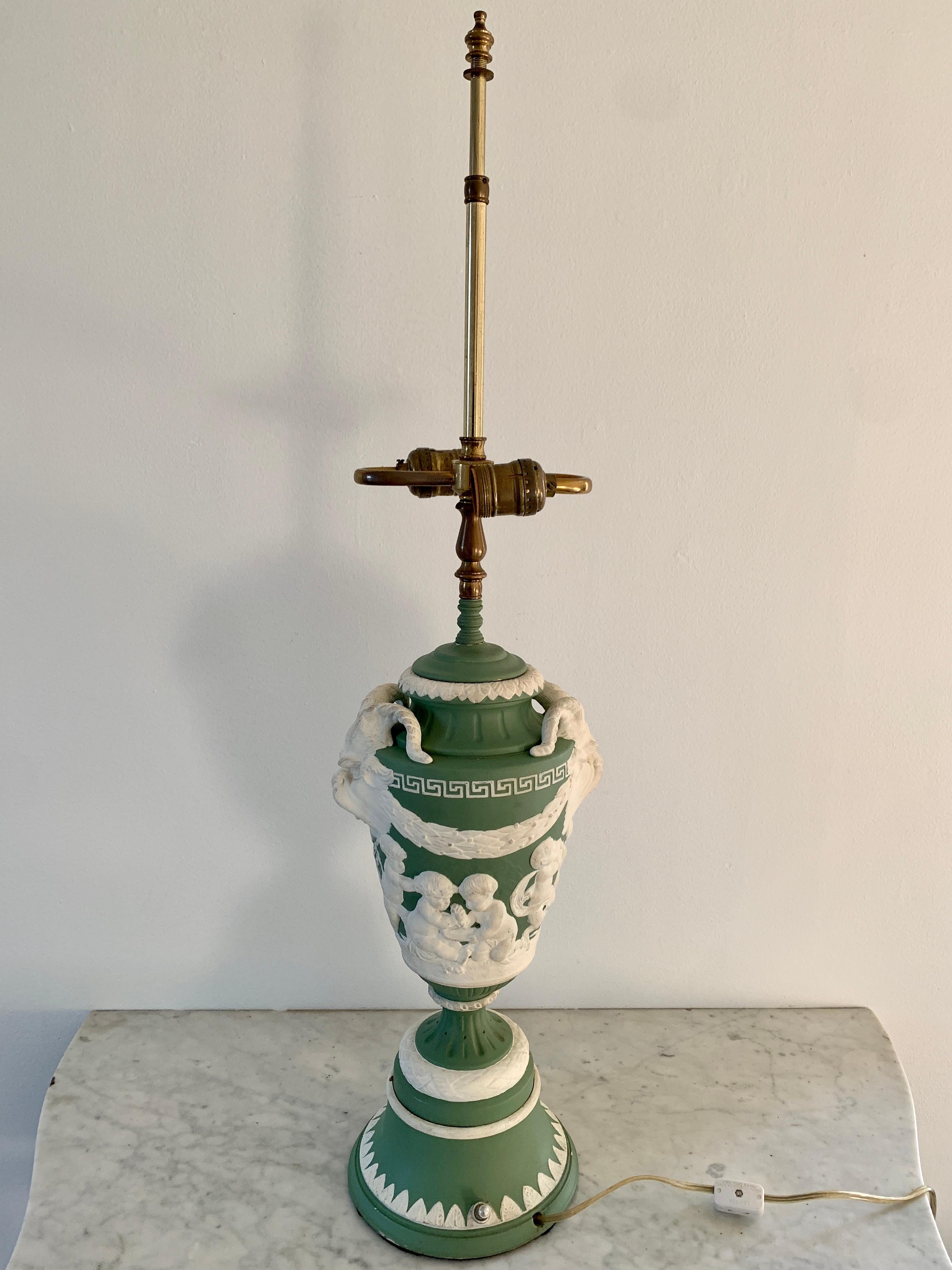 Antique Wedgwood Neoclassical Ram's Head Table Lamp For Sale 1