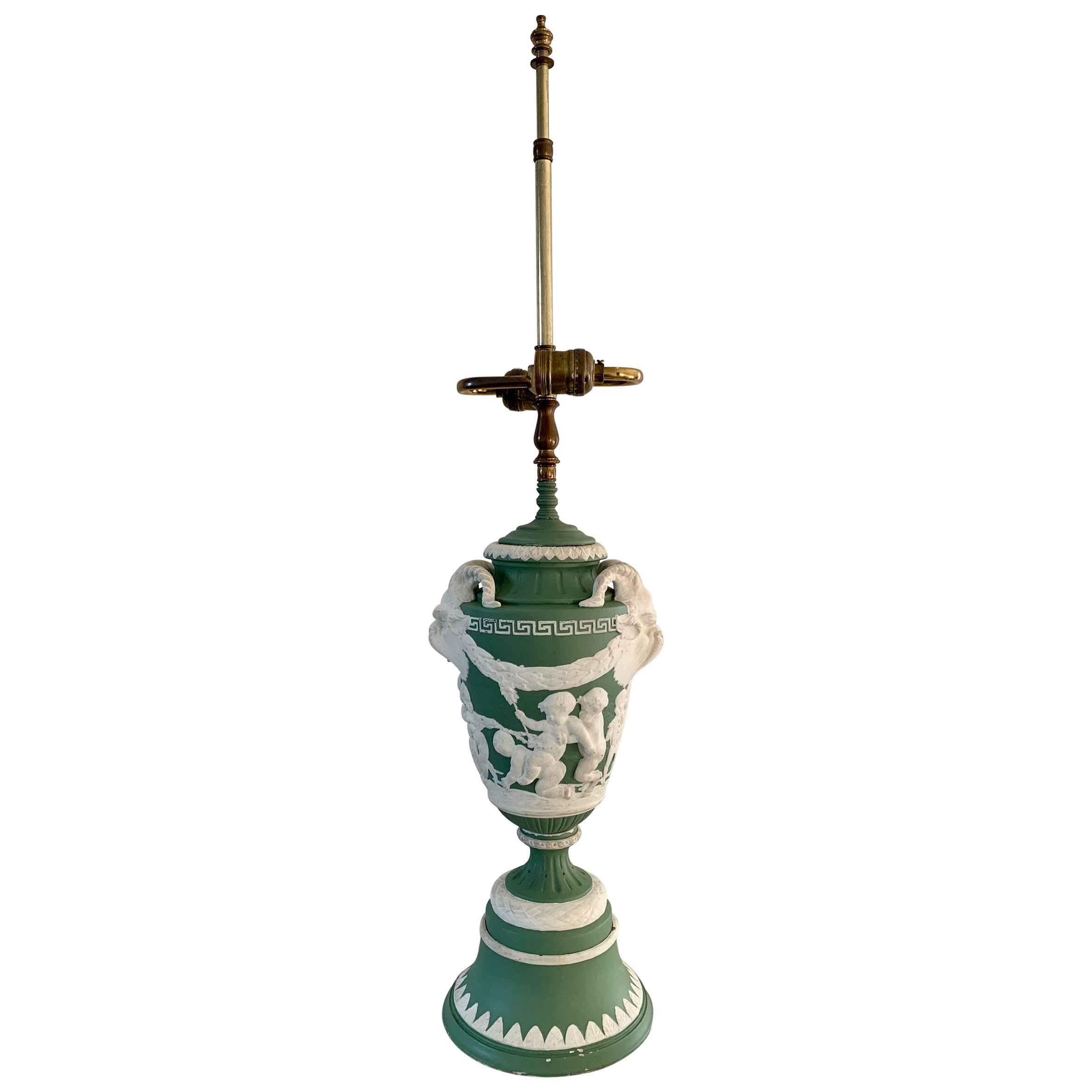 Antique Wedgwood Neoclassical Ram's Head Table Lamp