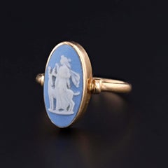 Antique Wedgwood Ring of Goddess Diana in 18k Gold